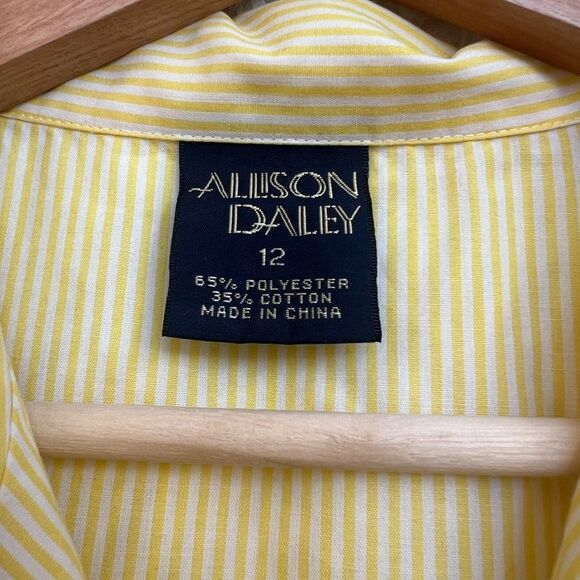 Allison Daley short sleeve button up yellow striped embroidered summer detailing - Picture 7 of 10